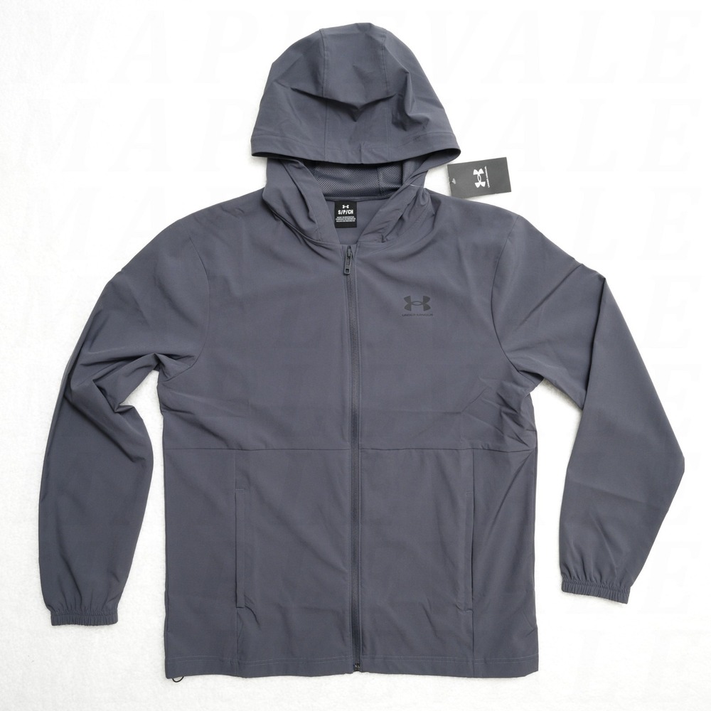 Under Armour UA Vibe Woven Windbreaker Hoody Jacket Grey Men's Sz Small NWT